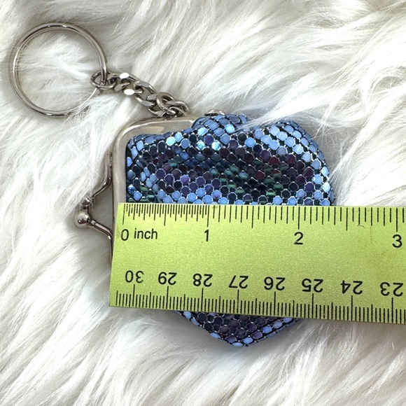 💖 Whiting & Davis Signature Mesh Blue Keychain Coin Purse, Small - Picture 6 of 11